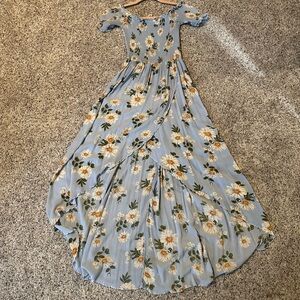 Forever 21 Blue Floral High Low Dress